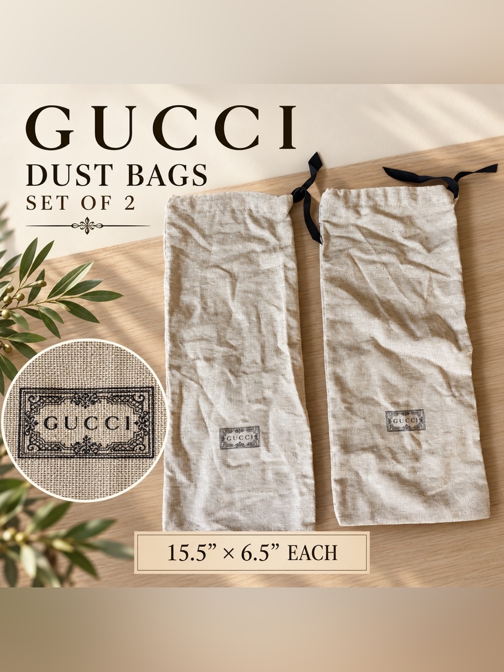 Set of 2 Authentic Gucci Dust Bags